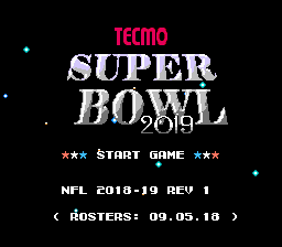 Tecmo Super Bowl 2019 (tecmobowl.org) Title Screen